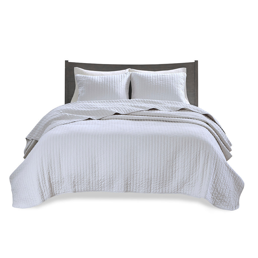 3 Piece Quilt Set White Full Queen Full White Cotton