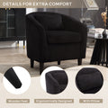 Coolmore Living Room Accent Barrel Chair, Century Modern Style Decorative Chair, Armchair For Living Room With Thick Cushions And Pillows, Comfy Single Sofa Chair, Chair With Wooden Legs,Black Black Corduroy