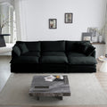 Comfortable Deep Seat Reversible Modular 6 Seater Sectional Super Soft Sofa U Shaped Sectional Couch With 3 Ottomans, 3 Toss Pillows And 2 Arm Pillows Black Chenille 3 Seat
