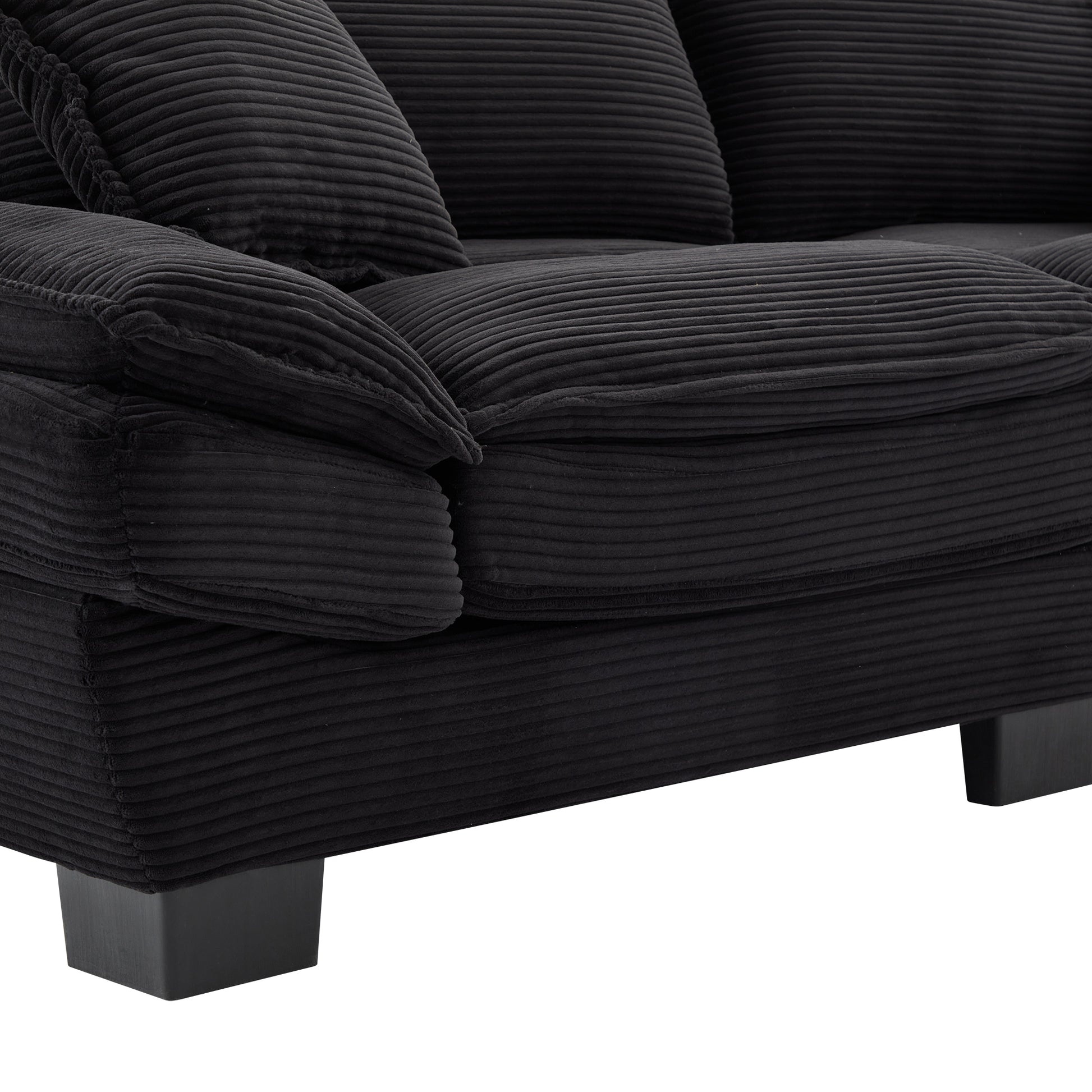 Corduroy Sofa Sleeper Couch Loveseat Sofa With Pillows Comfy Upholstered Deep Seat Sofa For Bedroom,Living Room,Apartment,Office,Dorm Black Corduroy Black Foam Upholstered 2 Seat