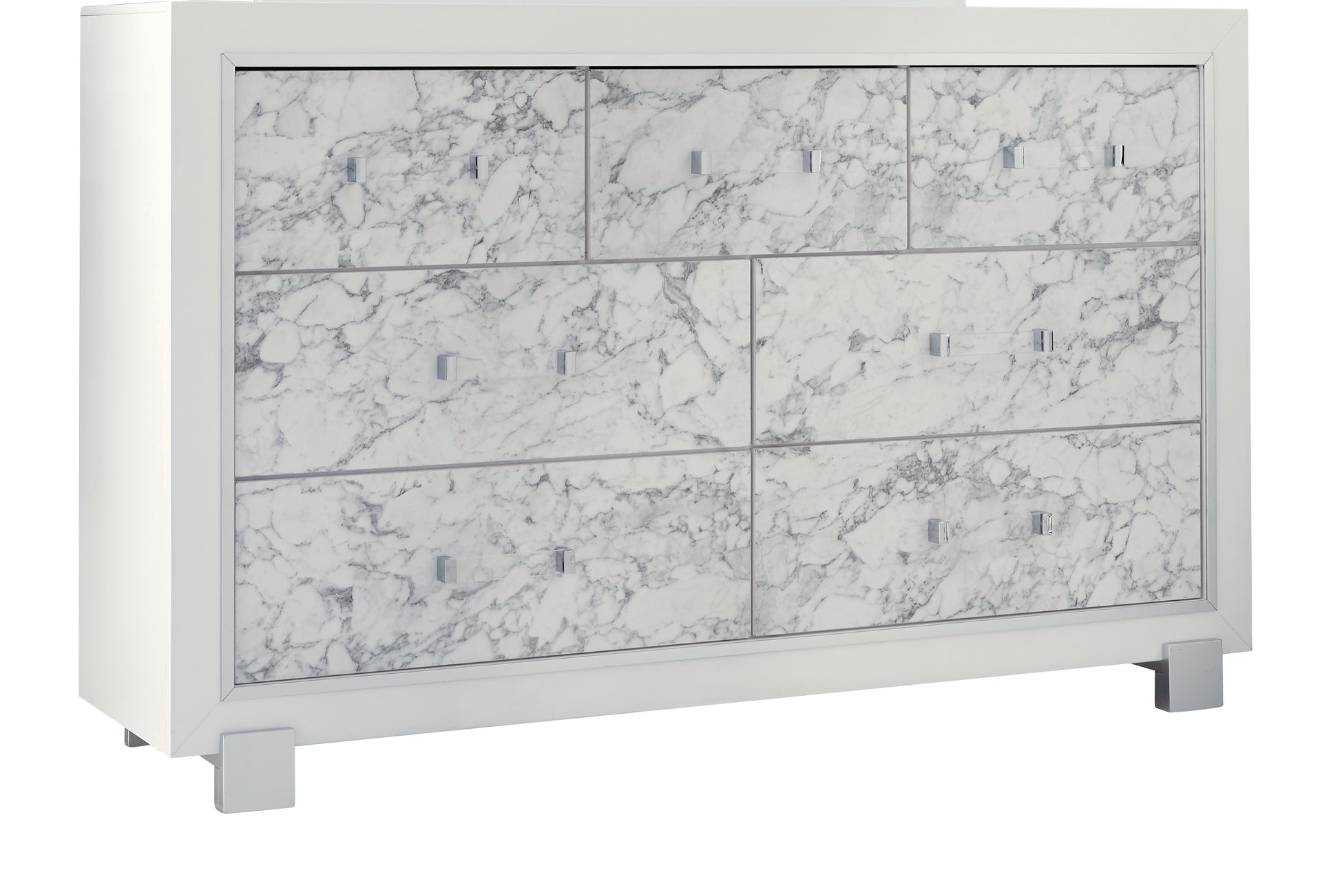 Skye Marble White Dresser White Solid Wood Mdf