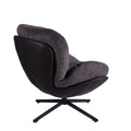 360 Swivel Accent Chair, Modern Chenille Lounge Chair With Faux Leather And Black Metal Base Frame, Comfortable Reading Chair For Small Spaces, Living Room, Bedroom, Reading Corner, Office, Dark Gray Black,Dark Gray Brown Primary Living Space