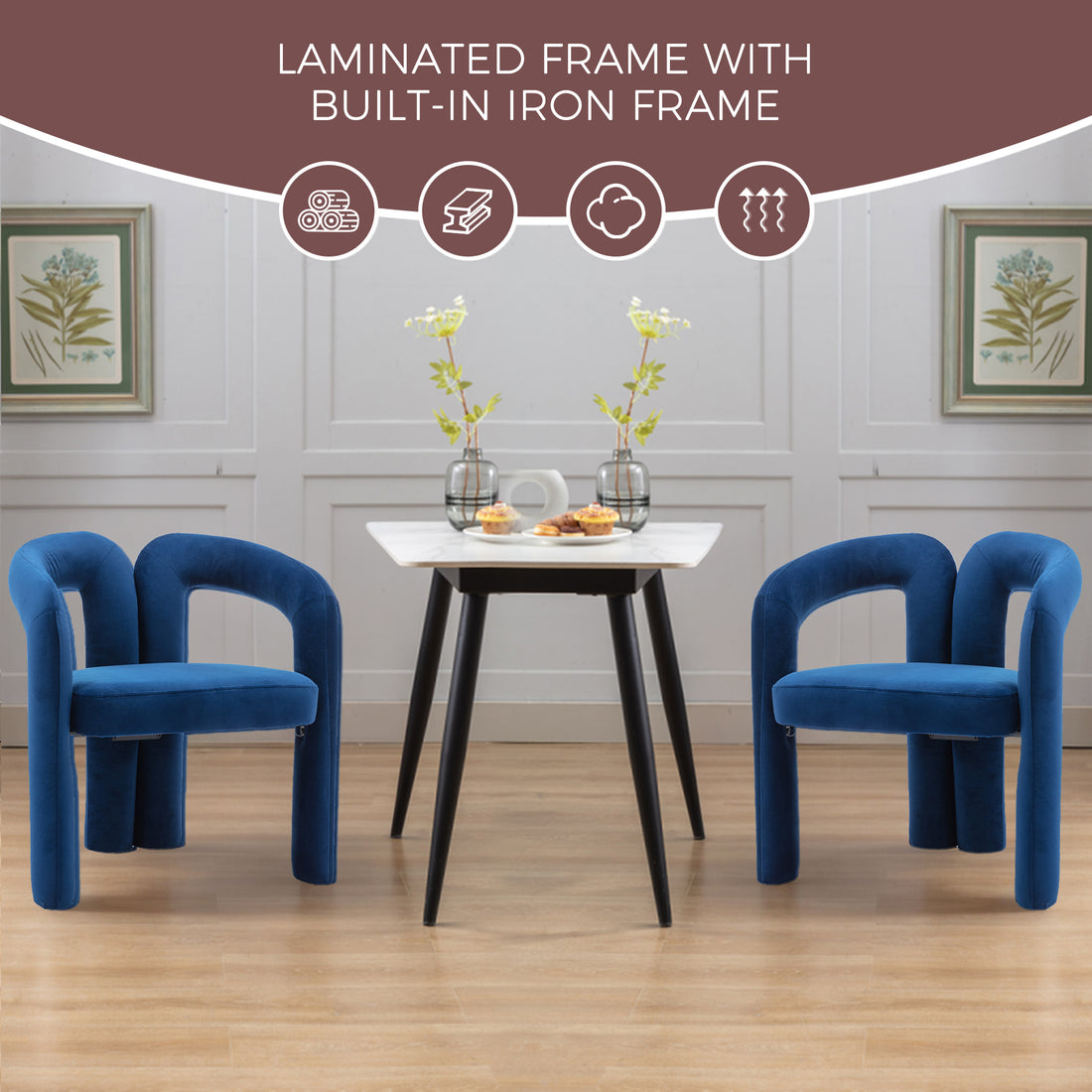 Coolmore Contemporary Designed Velvet Fabric Upholstered Accent Dining Chair Barrel Side Chairs Kitchen Armchair For Living Room Set Of 2 Navy Velvet Navy Foam Velvet