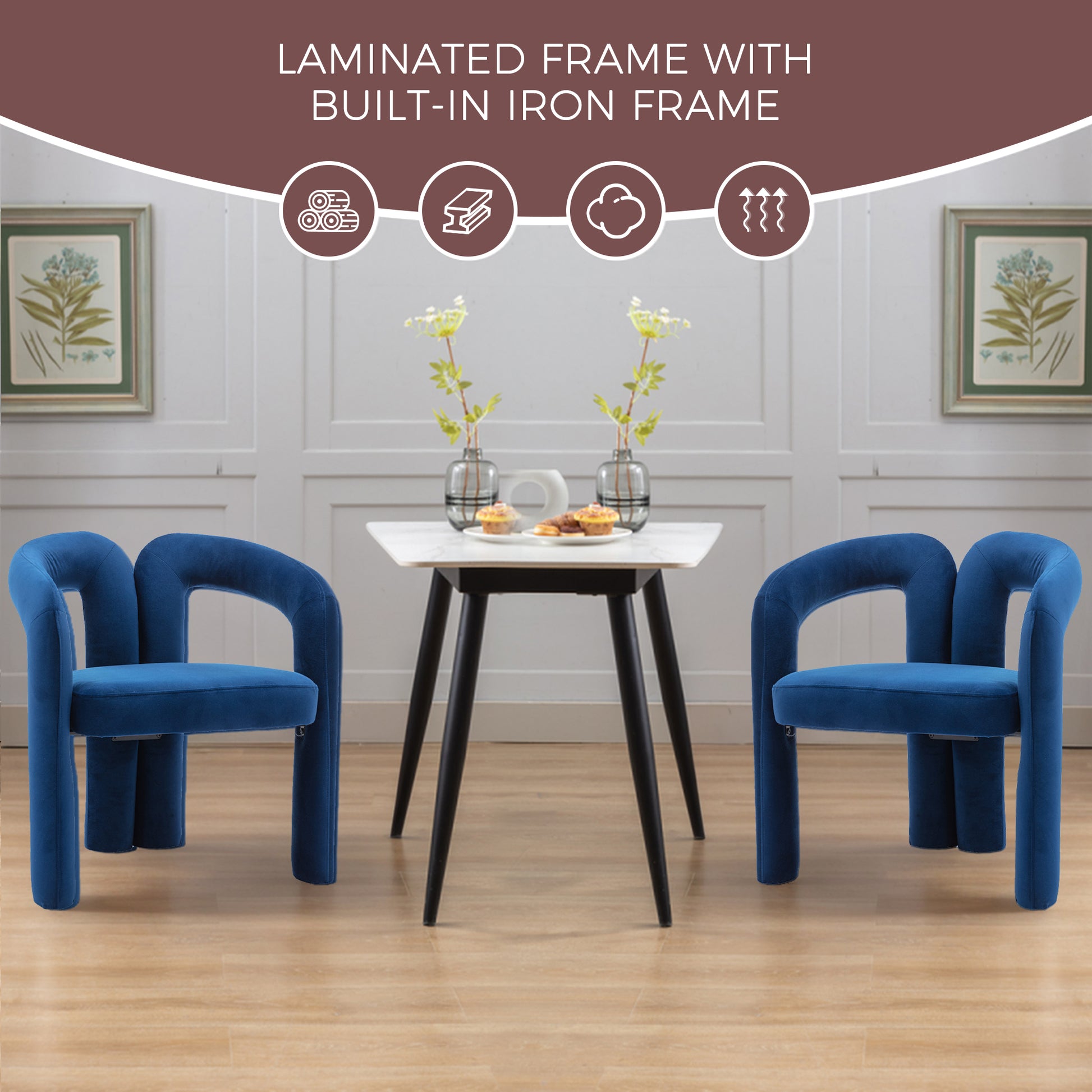 Coolmore Contemporary Designed Velvet Fabric Upholstered Accent Dining Chair Barrel Side Chairs Kitchen Armchair For Living Room Set Of 2 Navy Velvet Navy Foam Velvet