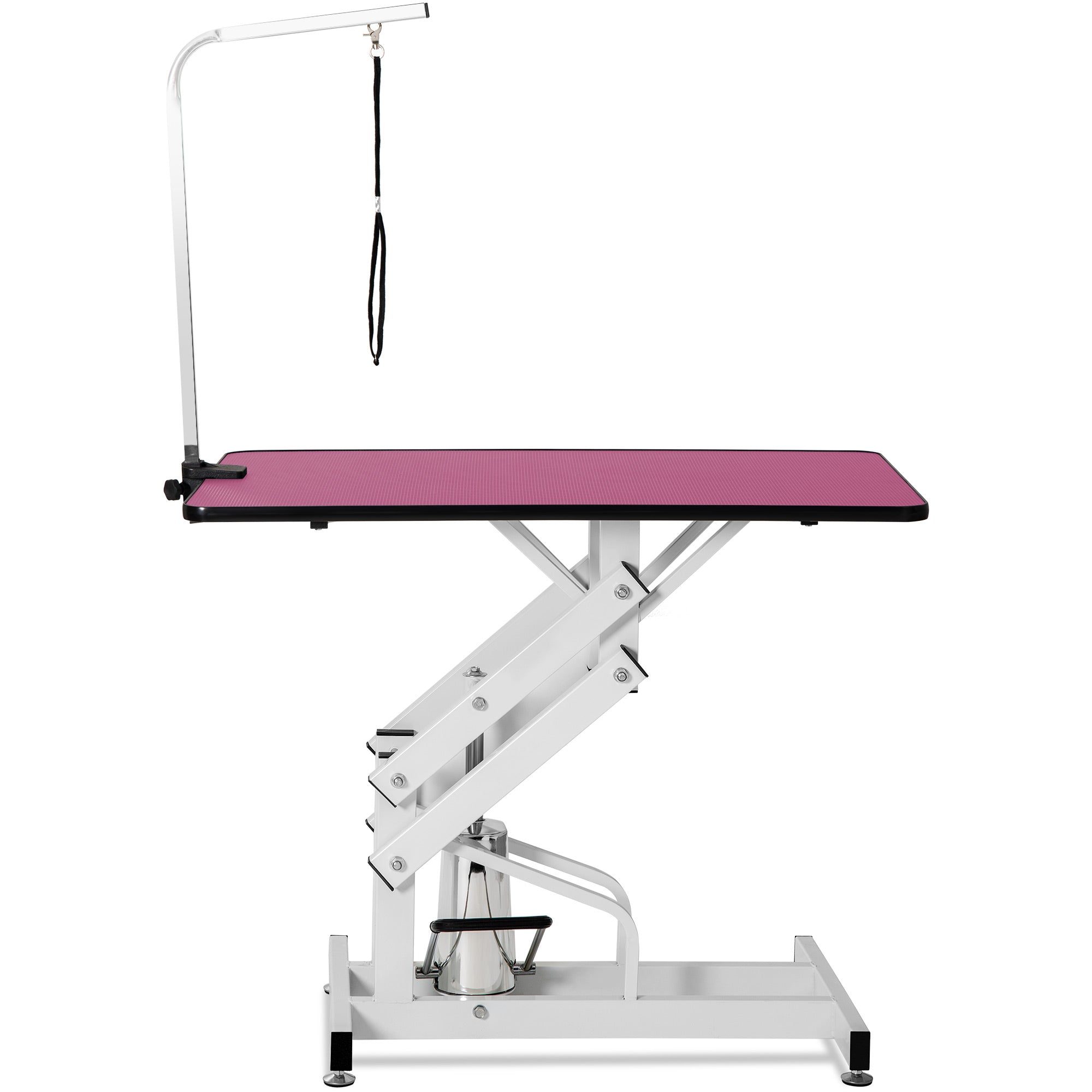 42.5Inch Hydraulic Pet Grooming Table Pink Color White Pink Mdf Steel