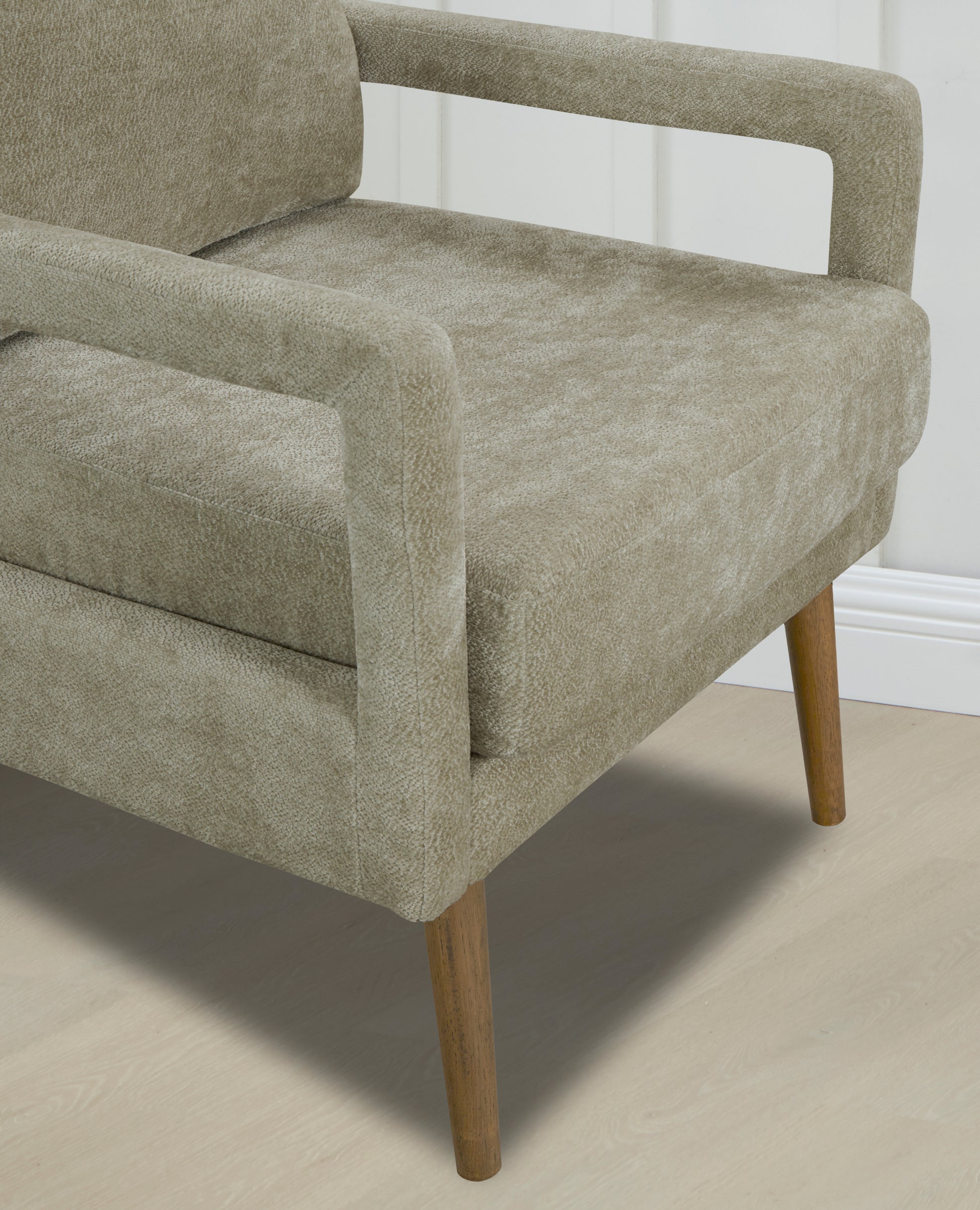 Mid Century Armchairaccent Chair With Chenille Armrest & Soft Cushion For Living Room, Bedroom, Home Office, Study, Light Grey Gray Foam Wood Fabric