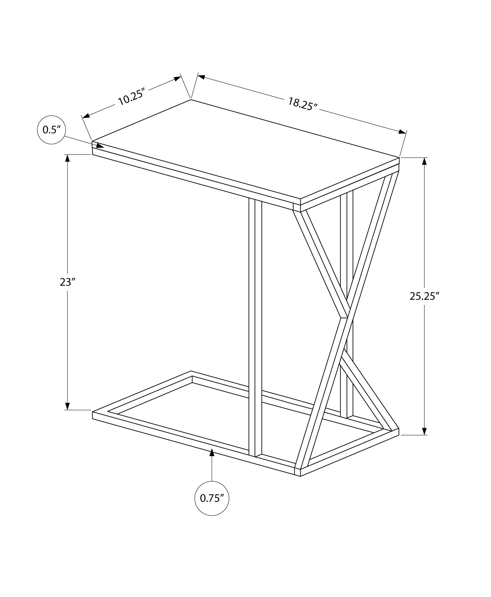 Accent Table, C Shaped, End, Side, Snack, Living Room, Bedroom, Grey Laminate, Black Metal, Contemporary, Modern Grey Mdf