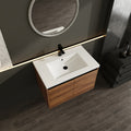 Brown 30 Inch Bathroom Vanity With Resin Countertop Sink, 2 Doors Bathroom Cabinet Set Brown Bathroom American Design Engineered Wood