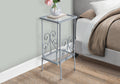 Accent Table, Side, End, Nightstand, Lamp, Living Room, Bedroom, Tempered Glass, Grey Metal, Transitional Silver Metal