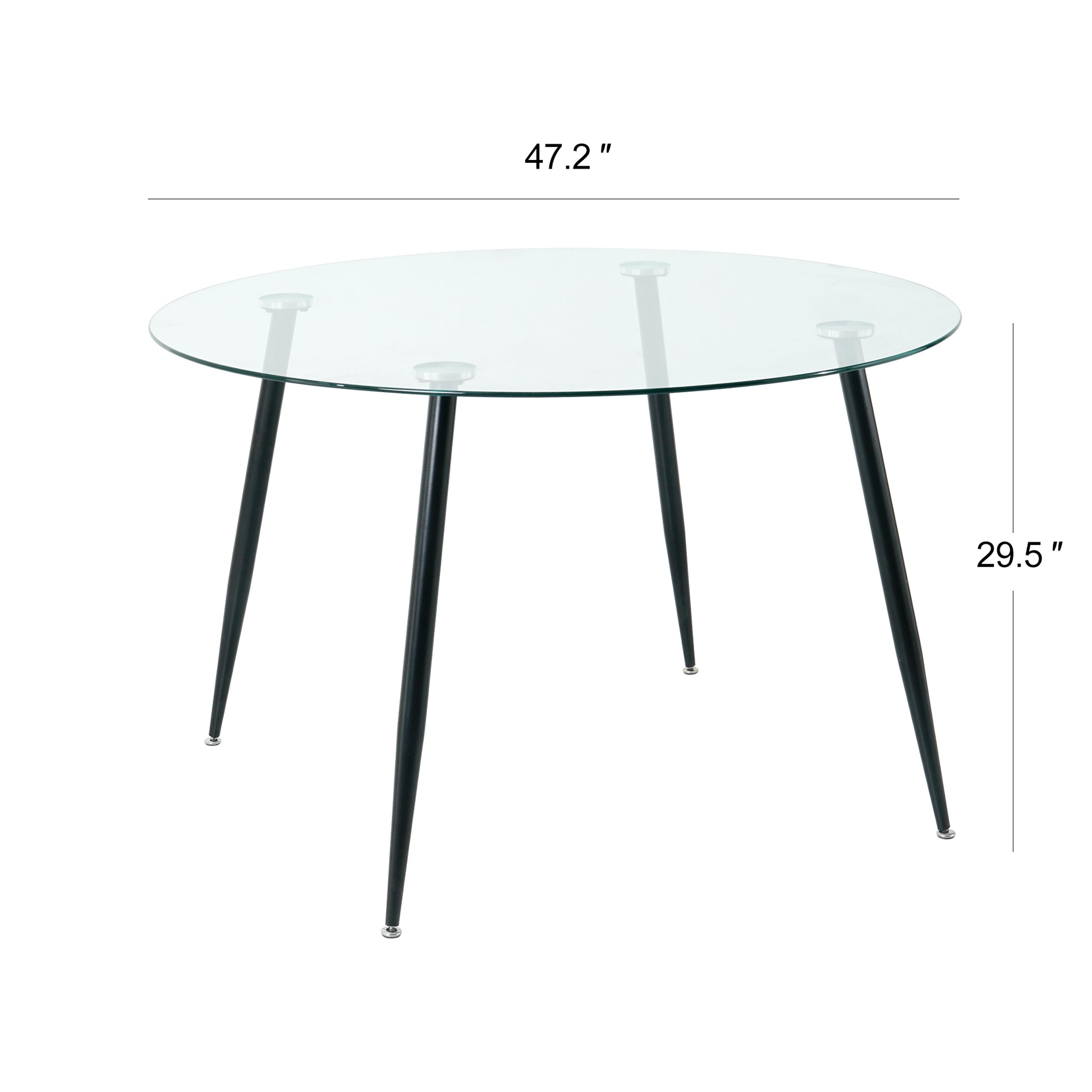 Modern Simple Glass Table, High Quality Tempered Glass Metal Material, Black Spray Table Legs, Suitable For Restaurant Kitchen Set Of 1 Black Round Glass