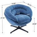 Chenille Upholstered 360 Swivel Club Chair Accent Chair With Removable Cushion, Round Office Chair With Black Metal Base, Cotton Material, Living Room, Bedroom, Reading Corner, Office Navy Blue