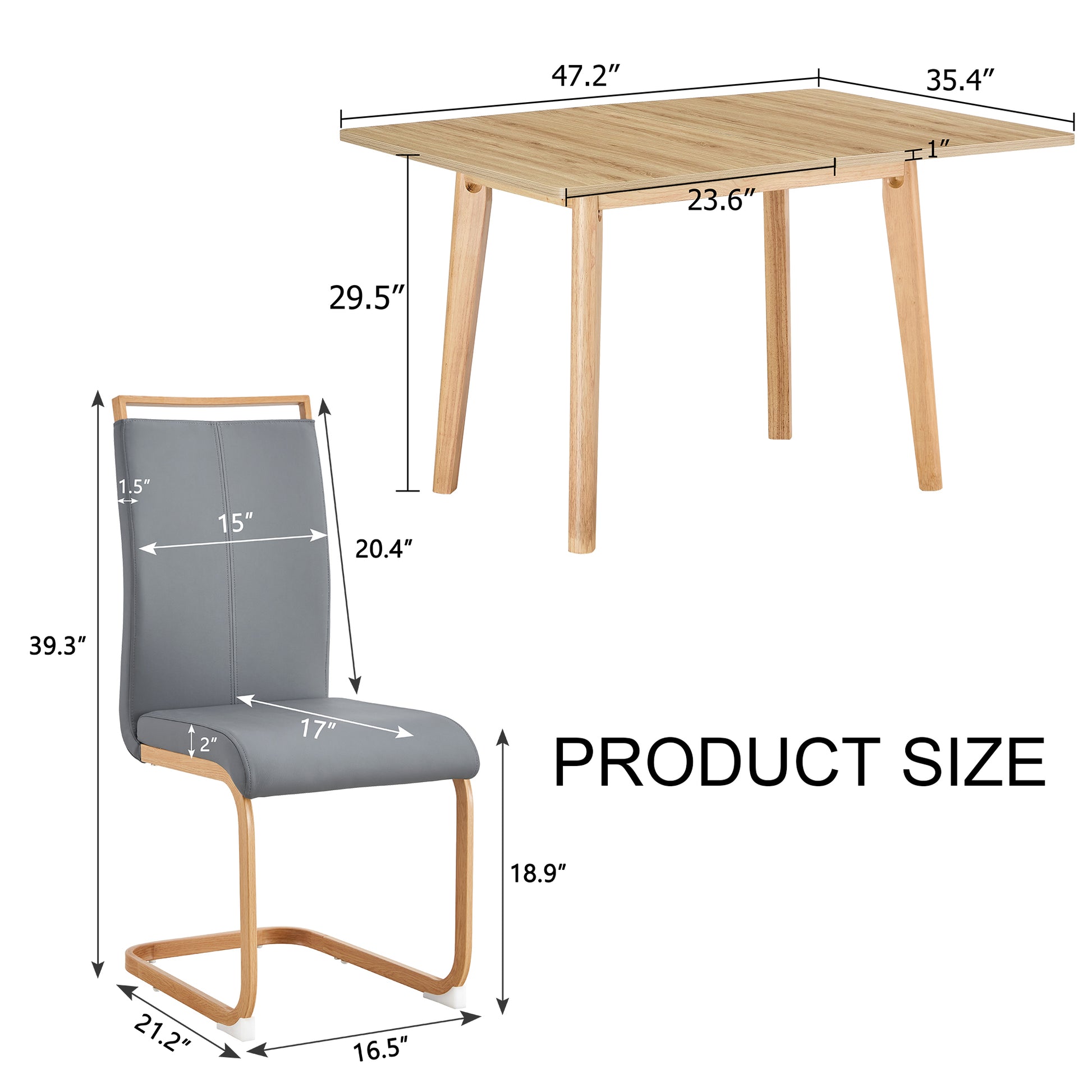 Wood Colored Mfc Desktop With Rubber Wooden Legs, Foldable Computer Desk, Foldable Office Desk, Modern Pu Leather High Backrest Soft Cushion Side Chair With Wood Grain Metal Legs. Zd 1545 C 1162 Wood Wood