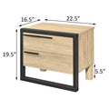 Oak And Black 2 Drawer Nightstand Black Brown 2 Drawers Bedroom Rectangle Industrial Oak Wood Metal