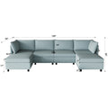 Modular Sectional Sofa, Convertible Sofa Seat With Storage, Sleeper Sectional Sofa Set, Fabric Flexible Modular Combinations For Living Room Antique Blue Fabric 6 Seat