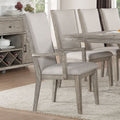 Grey And Grey Oak Padded Arm Chair Set Of 2 Solid Oak Dining Room Arm Chair Solid Back Set Of 2 Wood Fabric