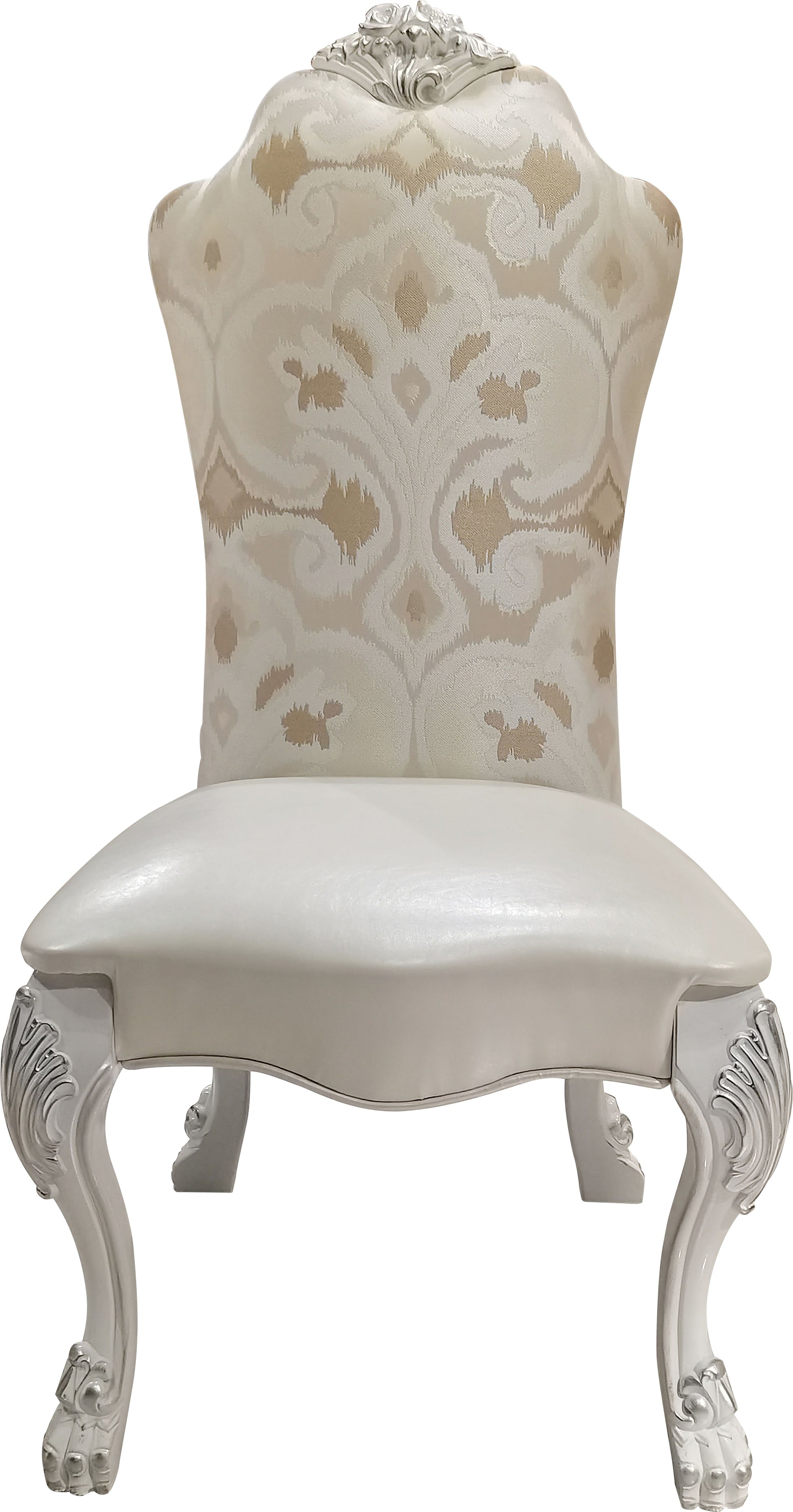 Ivory And Bone White Side Chair With Claw Legs Set Of 2 Solid Ivory Dining Room Side Chair Solid Back Set Of 2 Wood Fabric