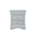 Louis Philippe Platinum Finish Nightstand Silver Grey Synthetic Wood