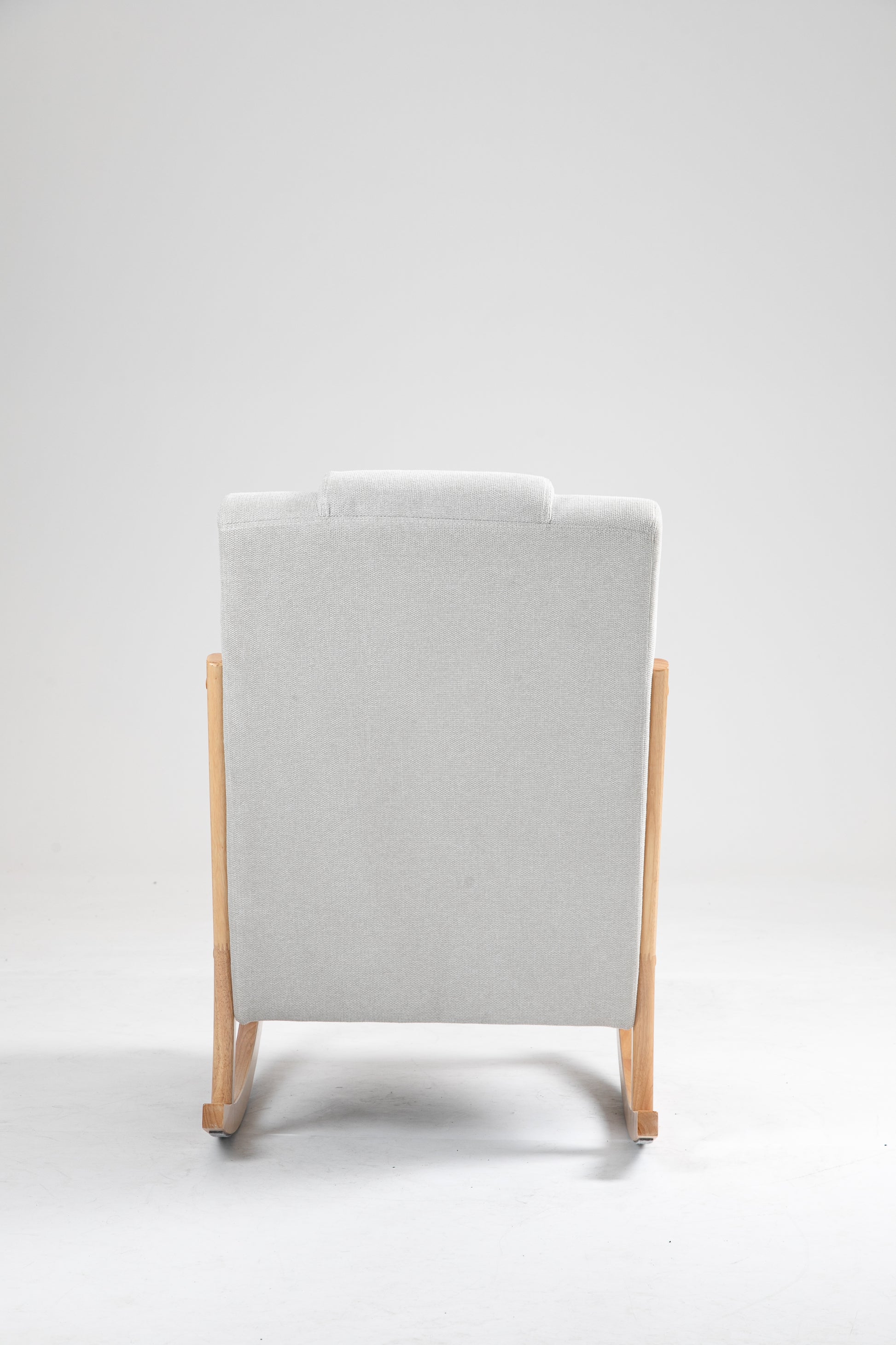 Rocking Chair Upholstered Fabric Rocking Armchair Indoor With High Backrest Glider Chairs And Lumbar Pillow For Living Room Beige Linen