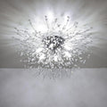 Crystal Flush Mount Ceiling Light, Modern Sputnik Firework Close To Ceiling Lamp, Led Ceiling Light Fixtures For Bedroom Kitchen Island Entryway Hallway Foyer Silver Crystal