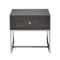 Grey Oak And Chrome Storage End Table - Oak