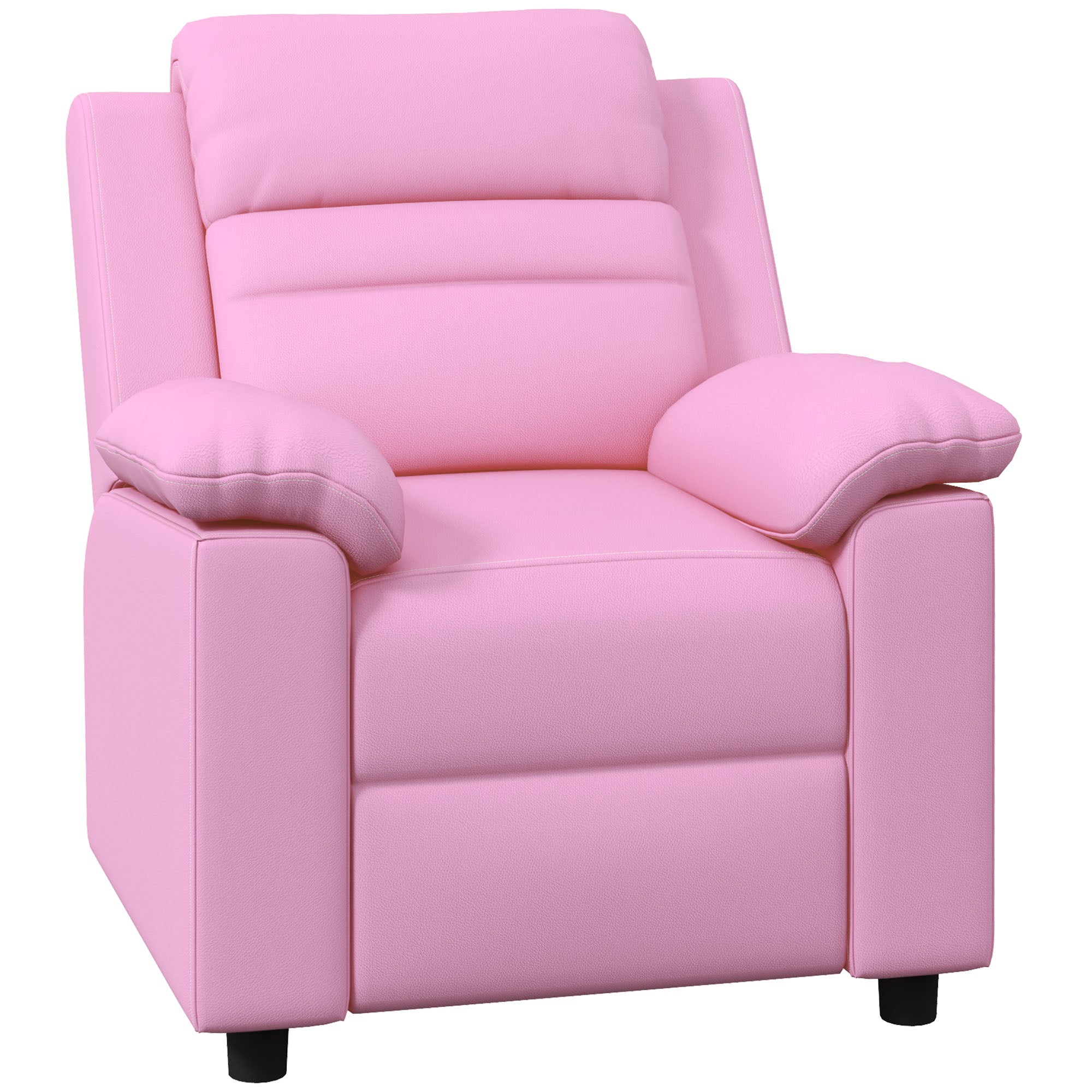 Qaba Kids Recliner Chair, Toddler Leather Sofa Lounge Chair With Armrest, Footrest, Headrest For Boys And Girls 3 9 Years Old, Pink Pink Foam