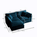 Chenille Two Seater Sofa With 1 Footrest, 2 Seater L Shaped Sectional With Ottoman,Loveseat With Ottoman For Small Living Space,Blue Chenille Blue Chenille 2 Seat