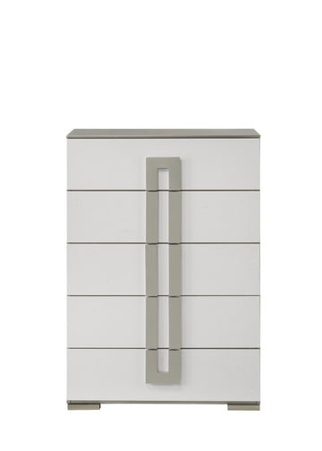 Olivia Contemporary Style 5 Drawer Chest Made With Wood In White White Bedroom Contemporary Solid Wood Mdf Wood