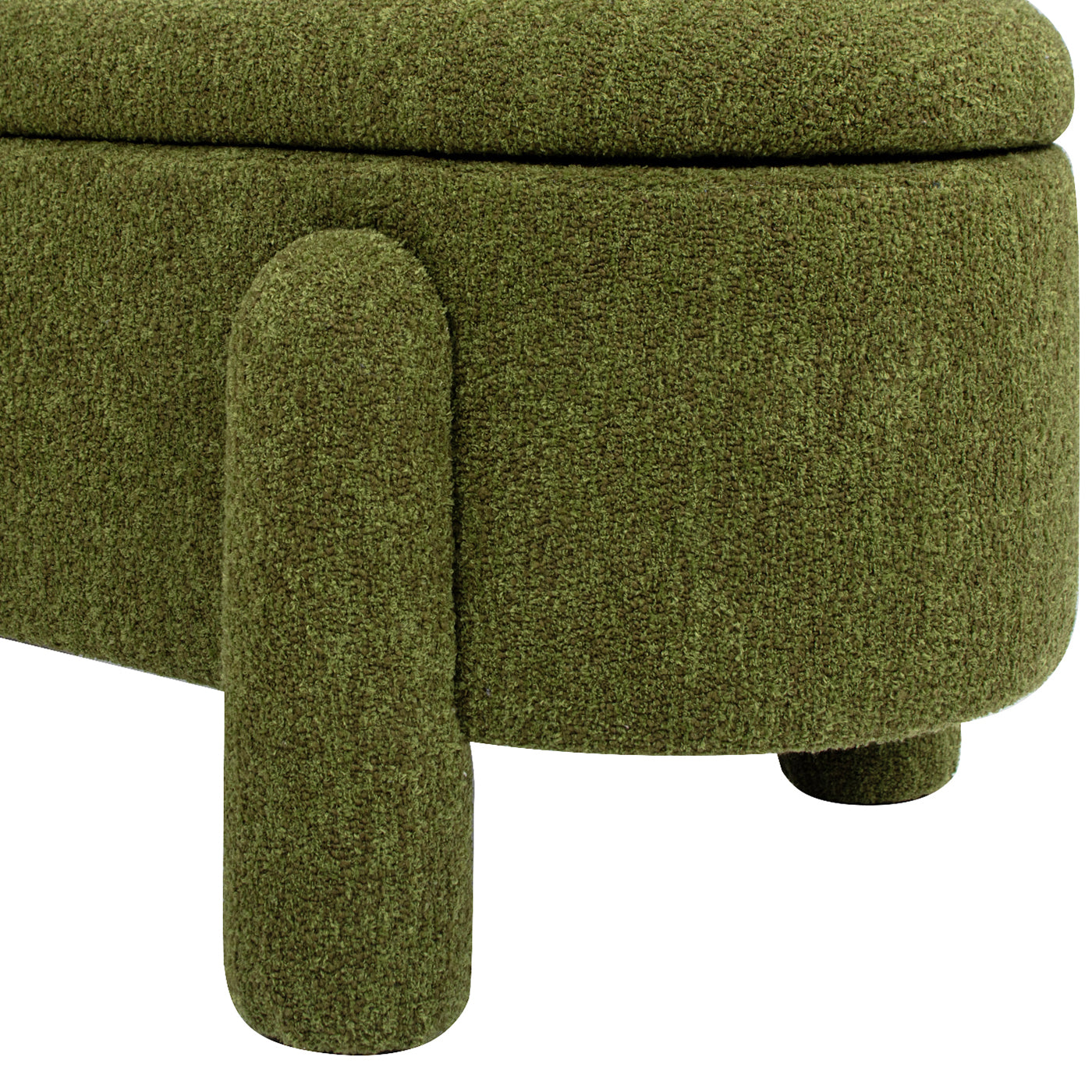 Hugo 49" Oval Fully Upholstered Storage Bench, Moss Green Boucle Green Foam Boucle