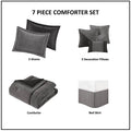 7 Piece Micro Corduroy Comforter Set Grey Queen Grey Polyester
