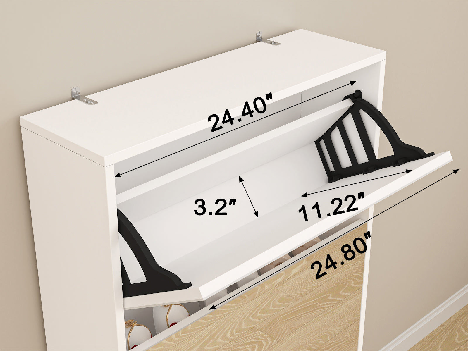 Modern Shoe Cabinet With Small Mirror Edge Gap, Mirror Shoe Rack Organizer With 3 Flip Drawers, Shoe Storage Cabinet For Entryway, Living Room, Dressing Room Freestanding 3 4 Drawers Mirrored White White Primary Living Space Glass Doors Modern Mdf Glass