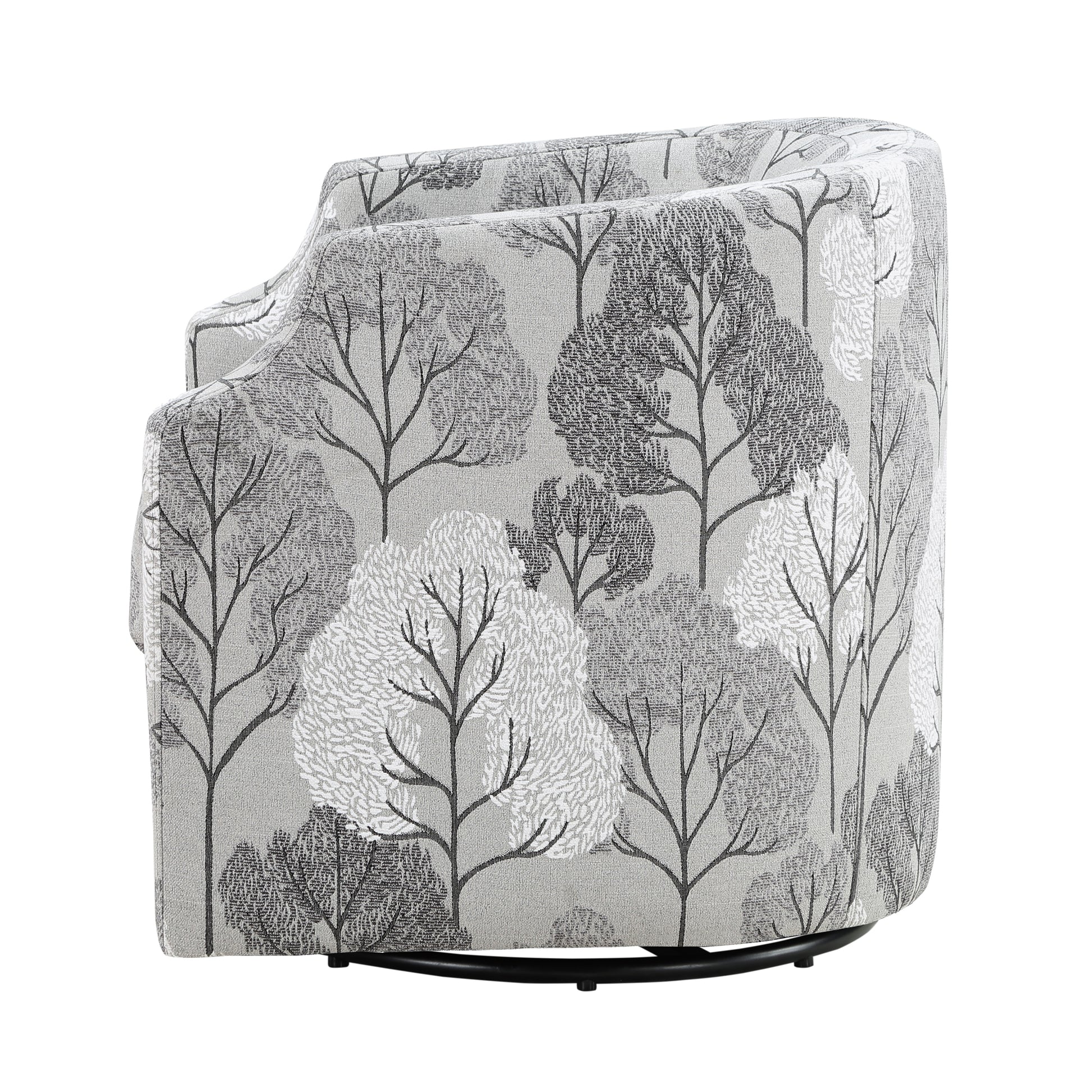 Isabelle Swivel Glider Barrel Chair Gray Floral Gray Foam Fabric