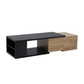 47.2'' 57''W Extendable Coffee Table With 2 Storage Drawers, Dual Tone Wood Center Table With Extendable Sliding Tabletop, Multi Functional Hidden Storage Sofa Table For Living Room, Black Black Primary Living Space Drawers Rectangular Particle Board Mdf