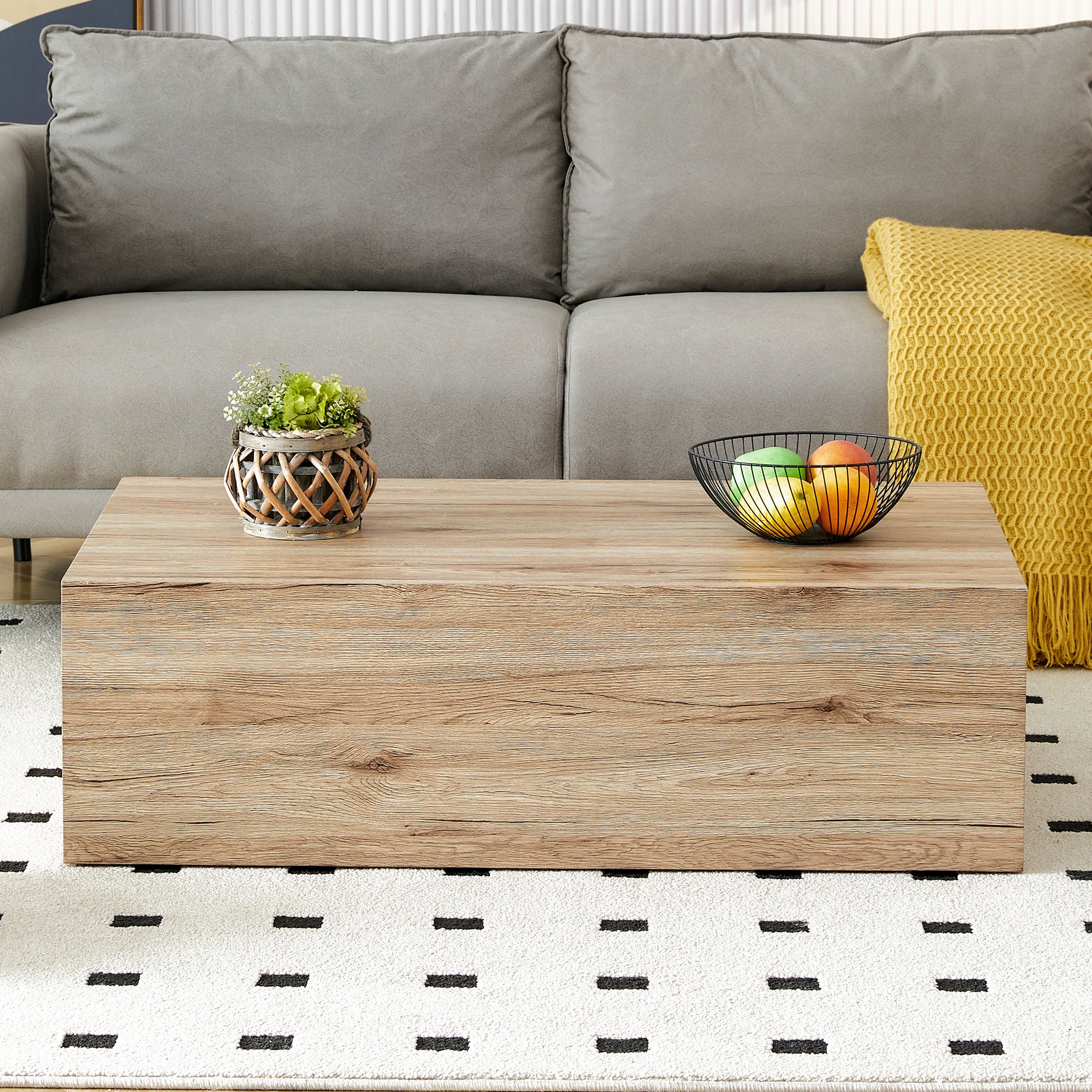 Modern Mdf Coffee Table With Wood Texture Pattern 39.3X23.6X11.8 Inches Stylish And Durable Design Wood Mdf