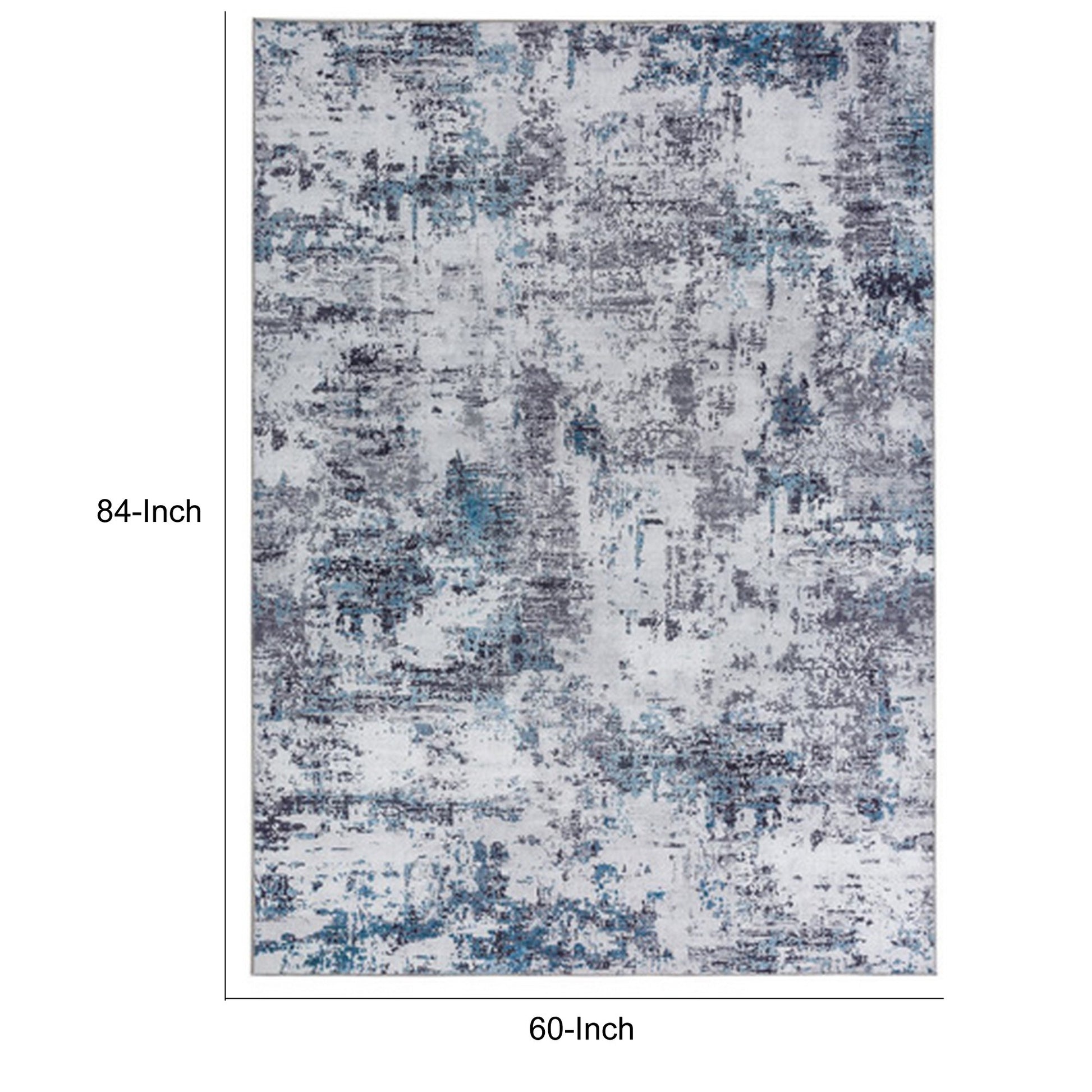 Keli 5 X 7 Modern Area Rug, Abstract Art Design, Soft Fabric, Gray, Blue Blue Gray Fabric