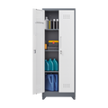 Metal Storage Cabinets, Cleaning Tool Cabinet With Locking Door, Tall Broom Tool Organizer And Storage, Large Storage Cabinet For Kitchen, Pantry, Office, Shop 3 4 Shelves Grey White Door Locks Modern Metal