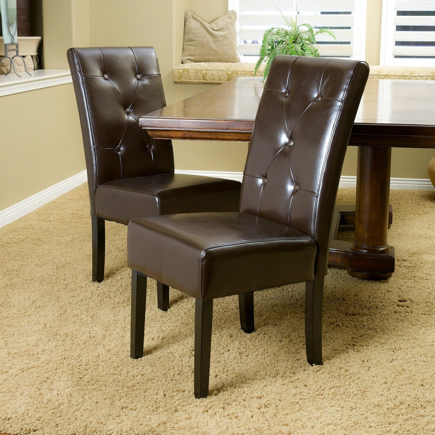 Carter 5 Tuft Kd Dining Chair Set Of 2 Chocolate Wood Waterproof Fabric