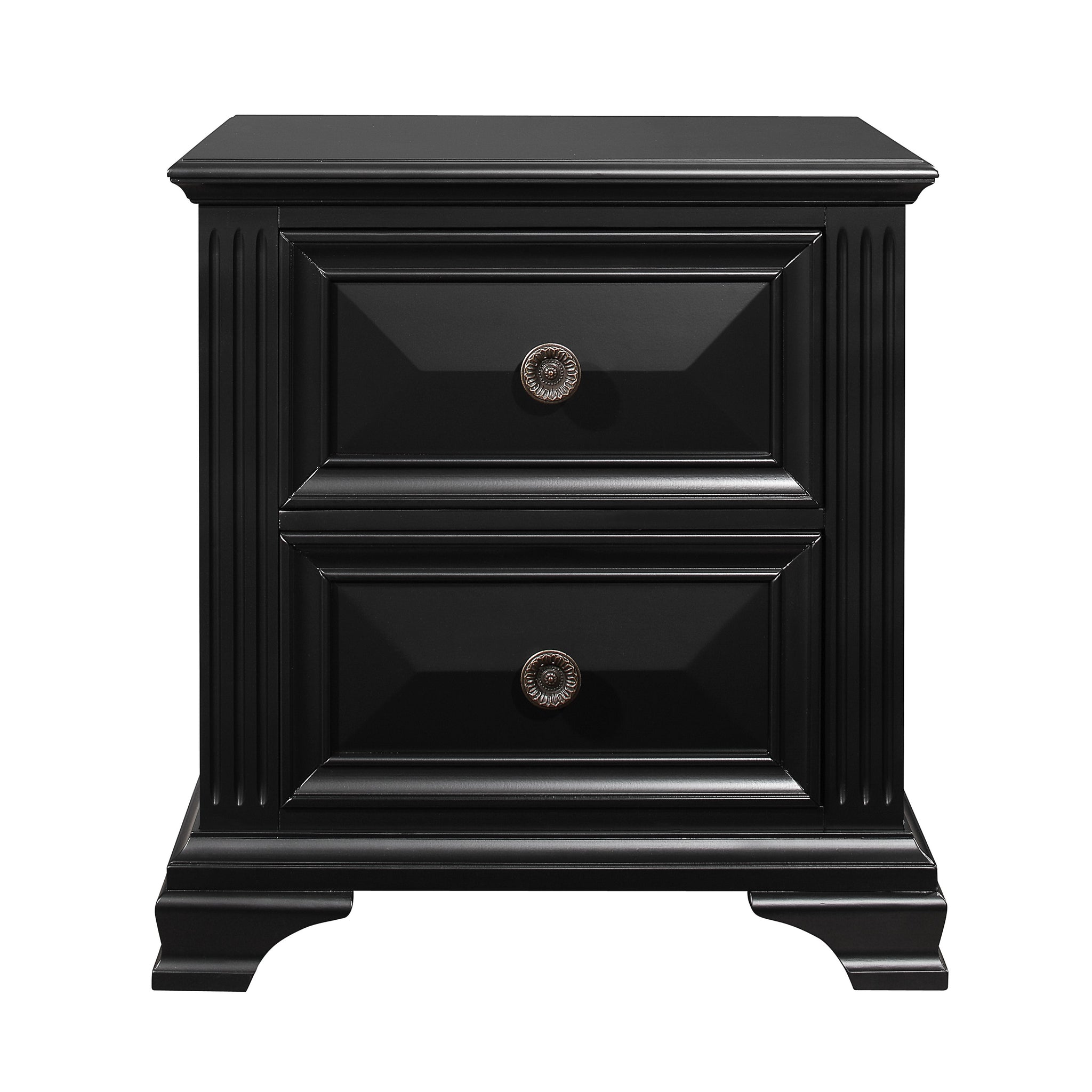 Rex Black Nightstand Black Solid Wood Mdf