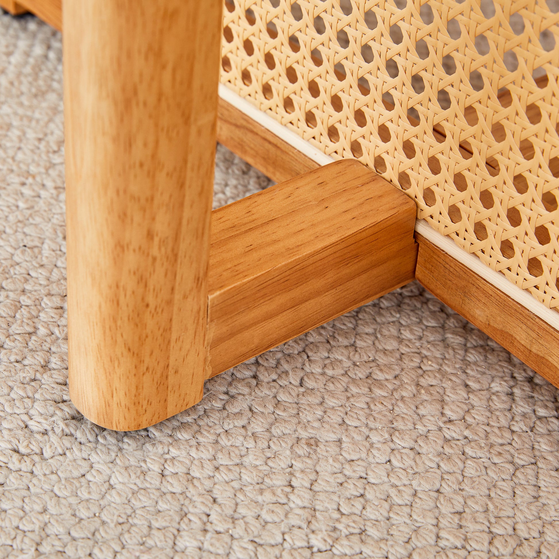 Table And Chair Set, Ancient Style Solid Wood Dining Table, Imitation Rattan Table Legs, Beautiful Simple Solid Wood Dining Chair, Perfect For Dinner, Meetings, Home And Office Decoration Wood Rubber Wood