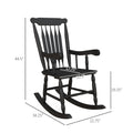 Outsunny Outdoor Wood Rocking Chair, 350 Lbs. Porch Rocker With High Back For Garden, Patio, Balcony, Black Black Wood