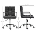 Homcom Home Office Chair, Modern Computer Desk Chair, Task Chair With Upholstered Pu Leather, Adjustable Height, Swivel Wheels, Black Black Faux Leather