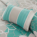 Printed Cotton Sateen Comforter Set Aqua Queen Queen Aqua Cotton