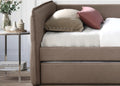 Daybed With A Trundle In Mocha Brown Upholstered