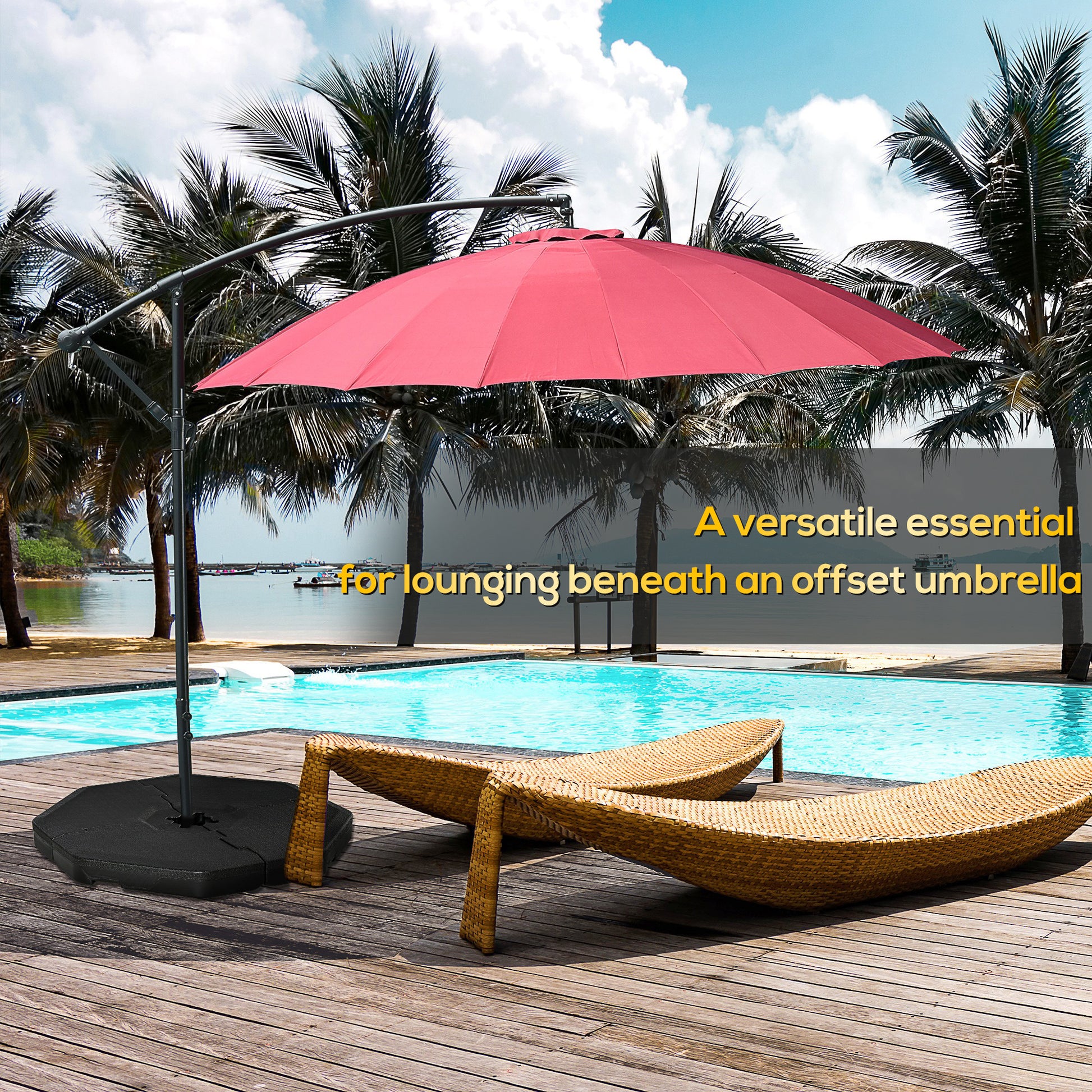 hexagon patio umbrella stand Outsunny 4 Pc Patio Umbrella Base, Outdoor Hexagon Stand Cantilever Of