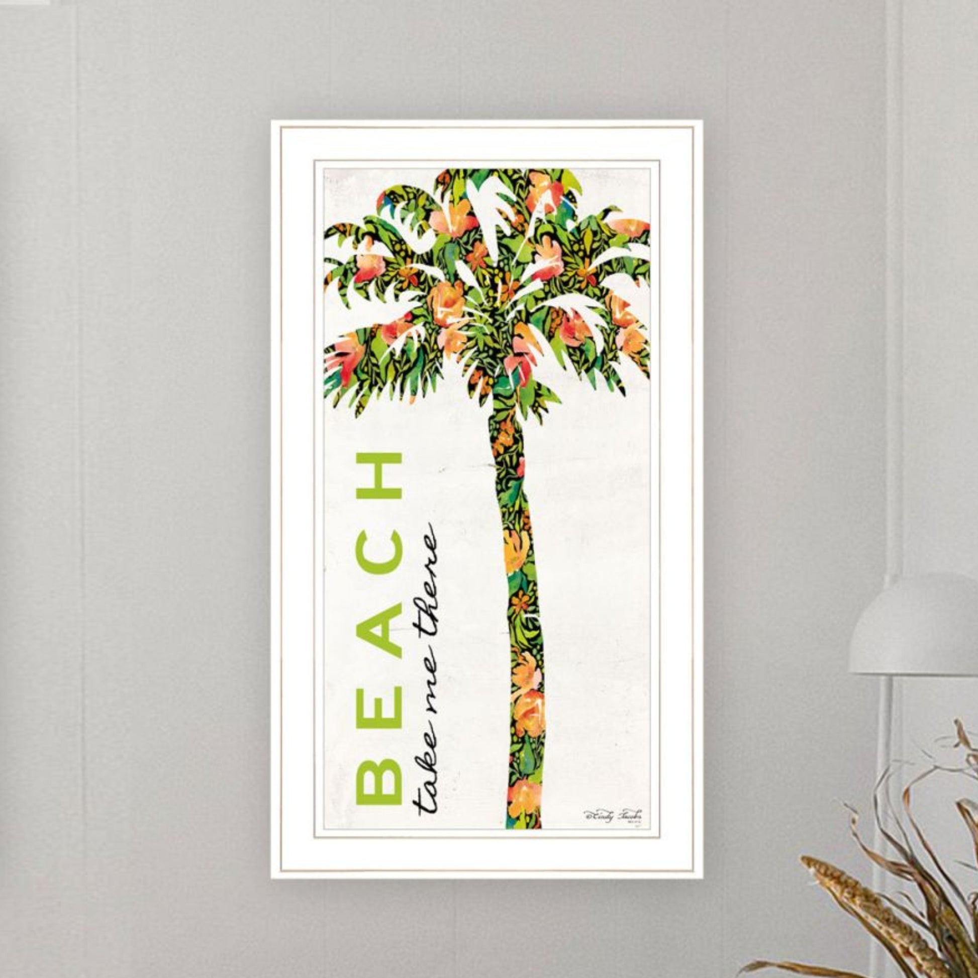 "Beach & Summer Breeze Take Me There" Framed Wall Art For Living Room, Wall Art Print For Home Decor, Bedroom Wall Art By Cindy Jacobs Multicolor Wood Paper