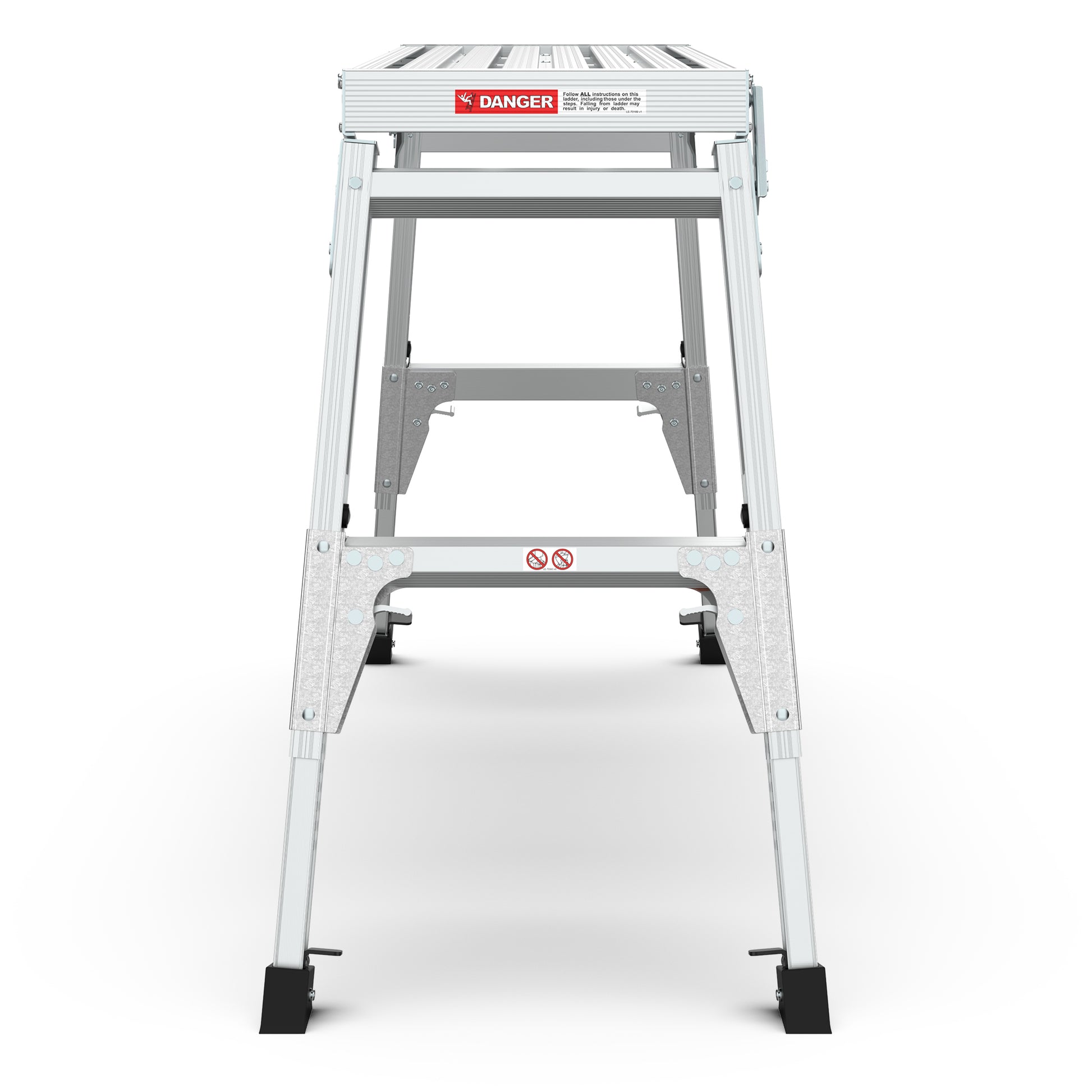 Aluminum Work Platform Large Size Step Stool Folding Portable Work Bench 40" Width Telescopic Feet 22" 27.5" Height Adjustable Grey Aluminium Alloy