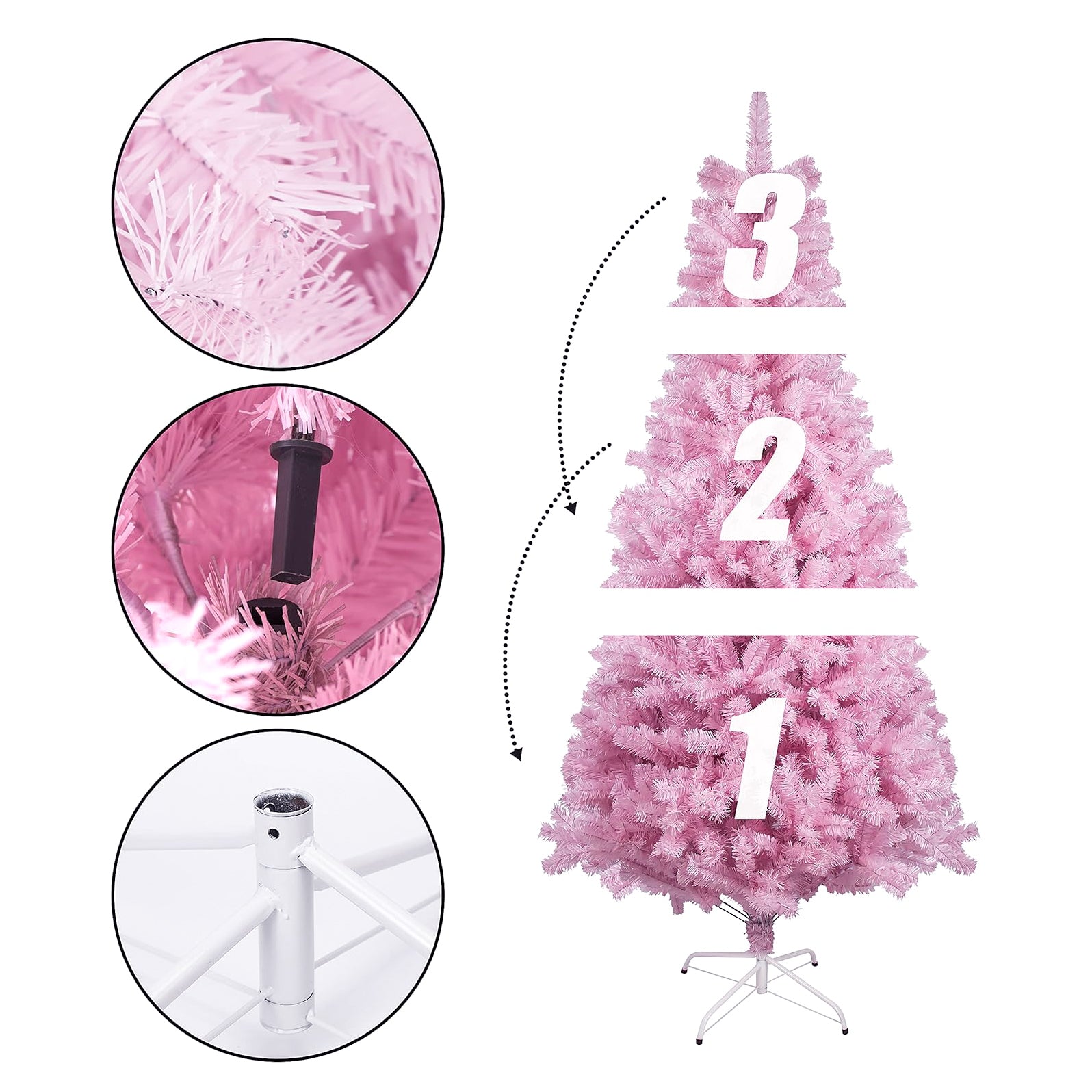 6Ft Christmas Tree Pink Pink Iron Plastic