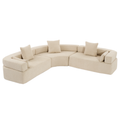 Arrived Oversized Combination Sofa,Curved Sofa,Upholstered 4 Seater Couch For Living Room, Modern Modular 3 Piece Free Combination, Semicircular Modular Sofaboucle, Khaki Khaki Polyester Primary Living Space Soft Tight Back Modern Square Arms Foam