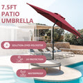 7.5Ft * 7.5Ft Patio Umbrella With Crank And Push Button Tilt, Outdoor Table Market Umbrella With Aluminum Pole Red Red Polyester