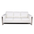 Modern Leather Metal Leg Sofa White Leather 3 Seat
