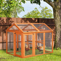 Pawhut Chicken Run, Wooden Large Chicken Coop, Combinable Design With Perches & Doors For Outdoor, Backyard, Farm, 4.6' X 2.8', Orange Orange Wood